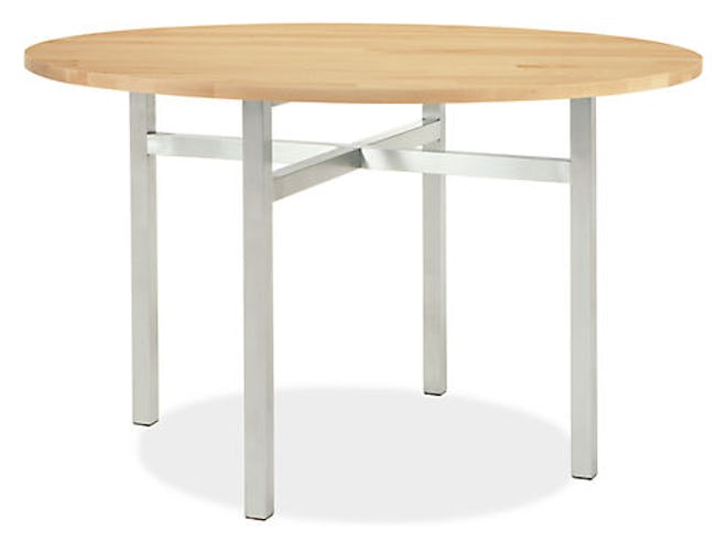 Benson 42 diam 29h Round Table in Stainless Steel with Maple Butcherblock Top