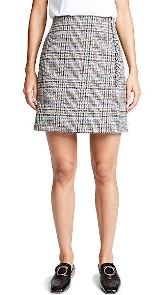 Scottish Tweed Mini Wrap Skirt With Buttons