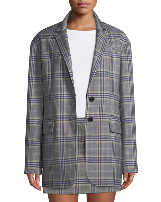 Lucas Plaid Suiting Oversized Single-Breasted Blazer