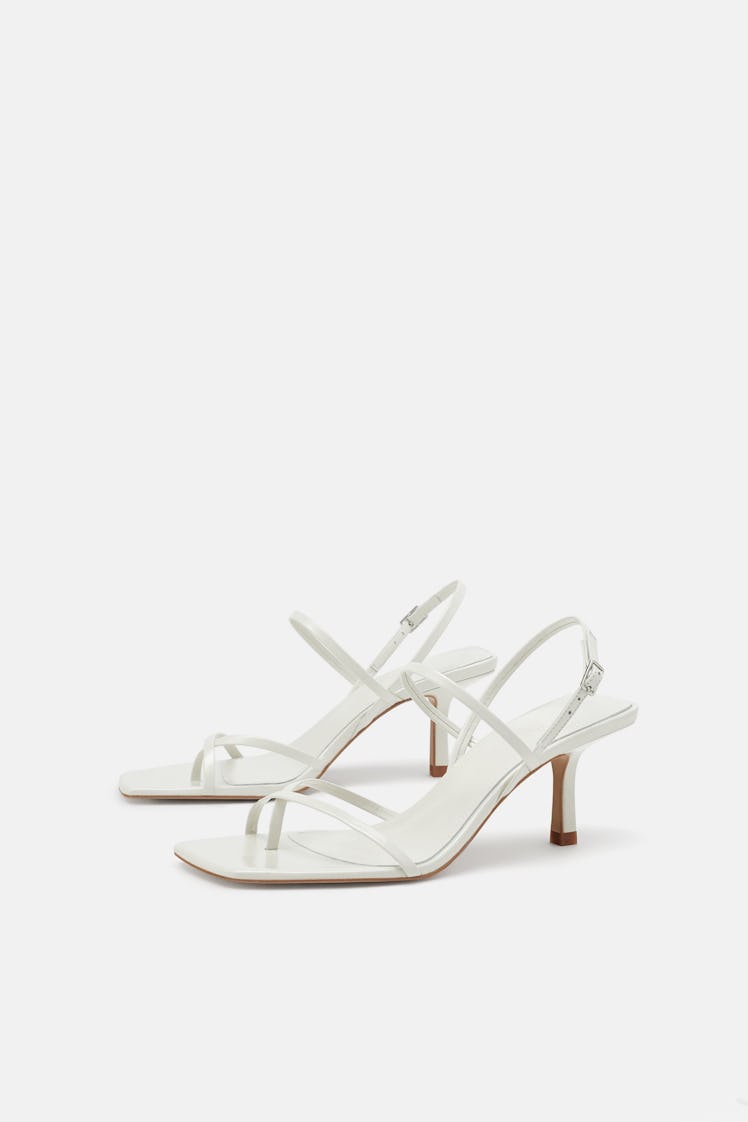 STRAPPY MID-HEEL LEATHER SANDALS