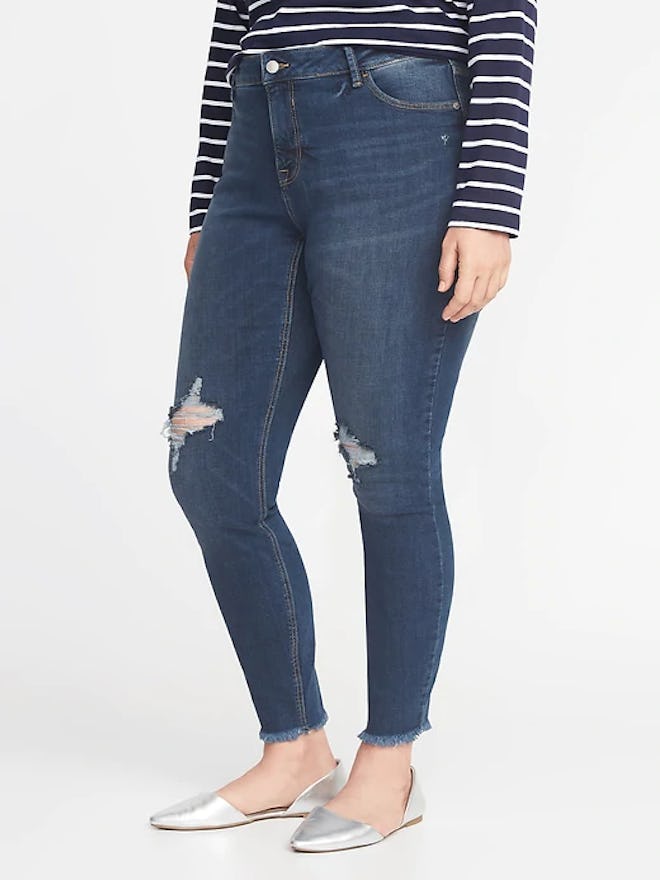 High-Rise Secret-Slim Pockets Plus-Size Raw-Edge Rockstar Jeans