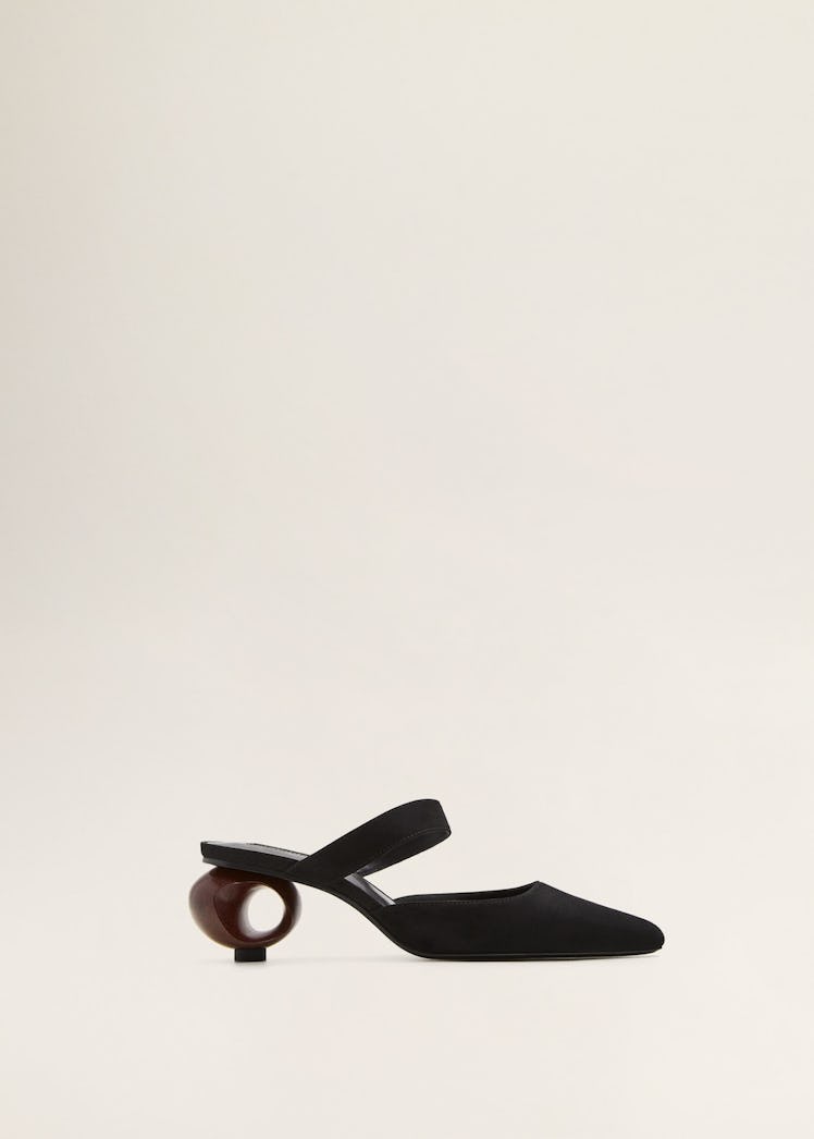 Geometric heeled leather shoe