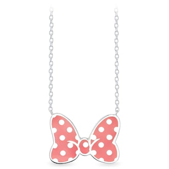 Minnie Mouse Bow Necklace Coral