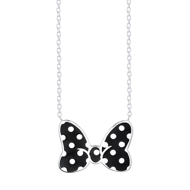  Minnie Mouse Bow Necklace Figaro Black Small
