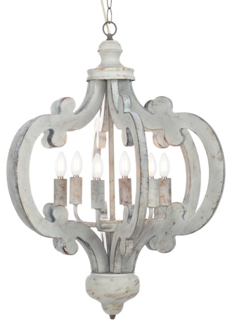 Venice Distressed Wood Chandelier, White