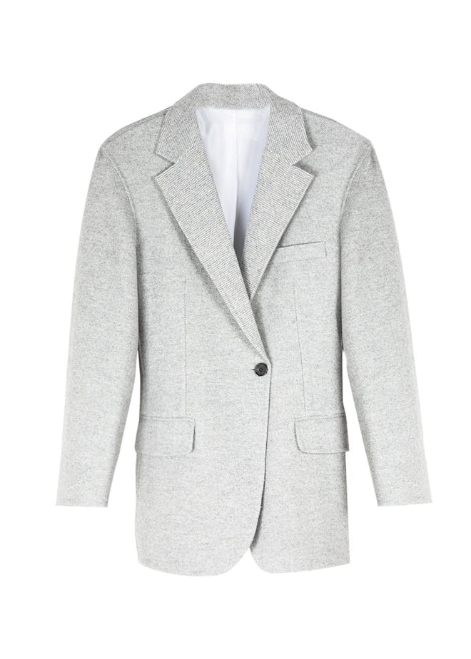  Grey Tweed Single Button Blazer Dress