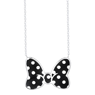  Minnie Mouse Bow Necklace Figaro Black Large