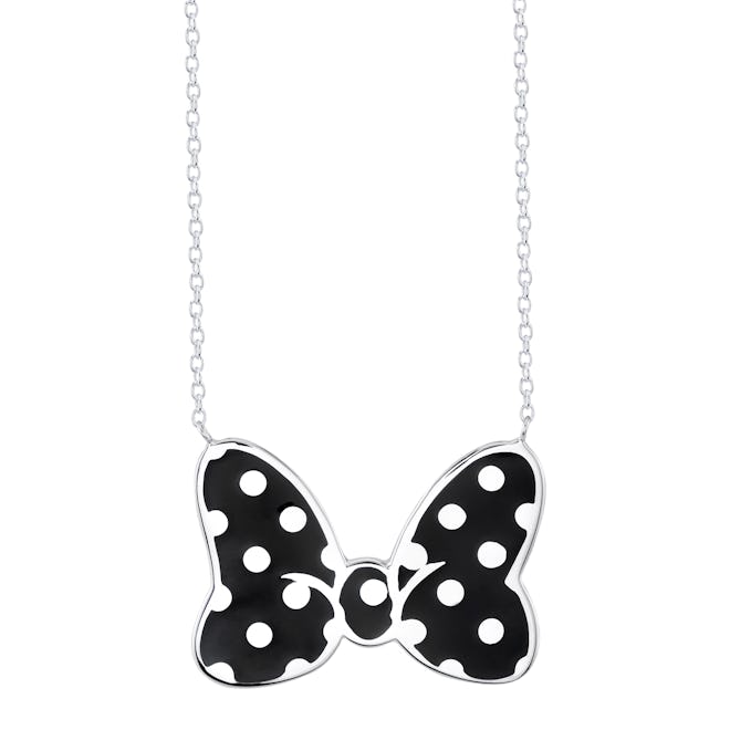  Minnie Mouse Bow Necklace Figaro Black Large