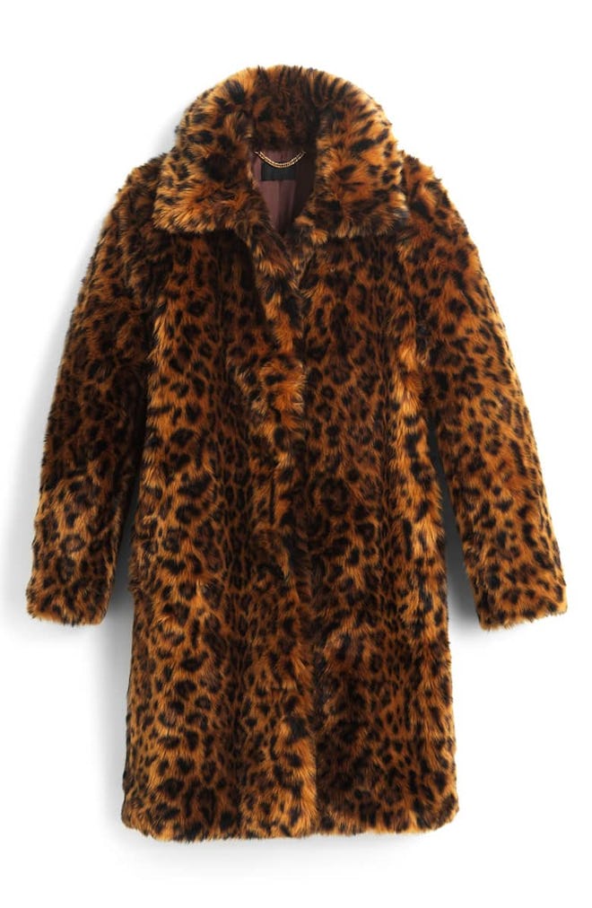 J. Crew Leopard Print Faux Fur Coat