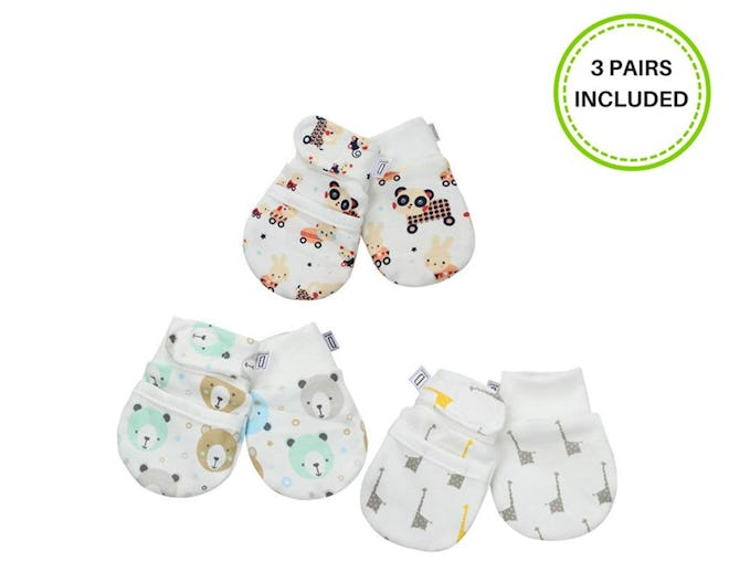 Darlyng & Co Anti-Scratch Newborn Baby Mittens , 0-6 months (3 pairs)