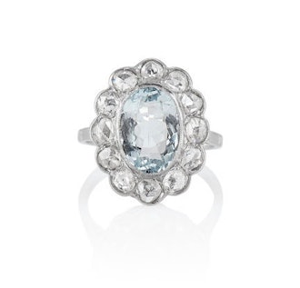 The Aquamarine & Diamond Halo Ring