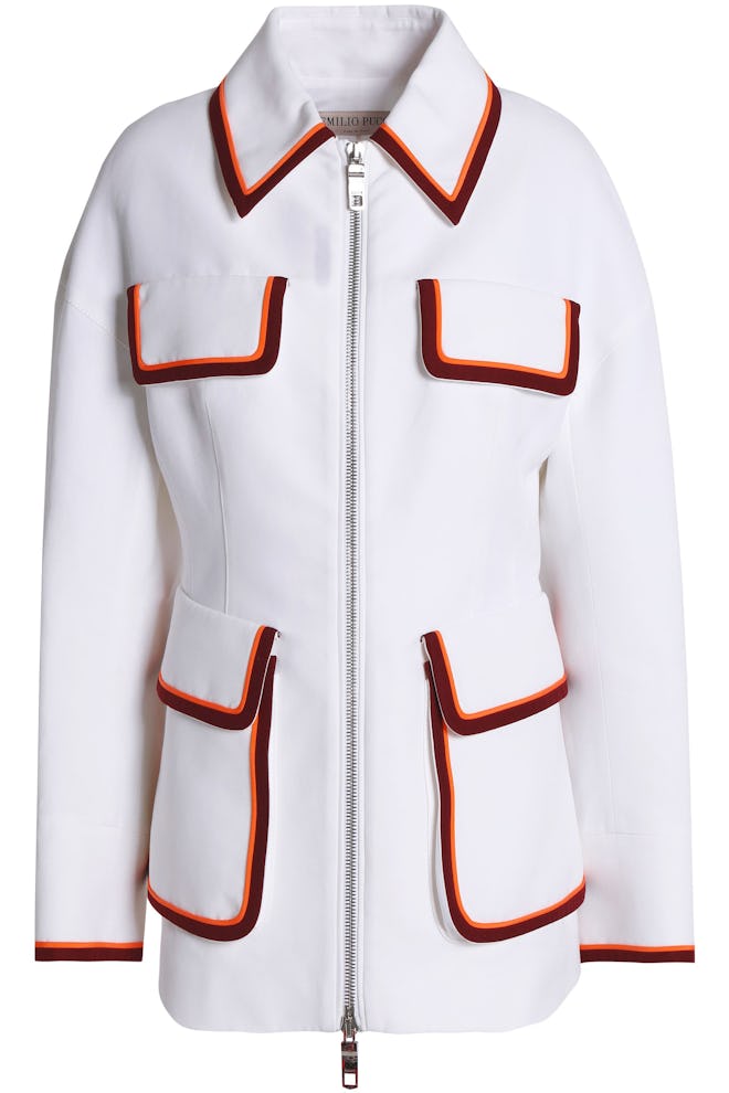 Striped Twill-Paneled Cotton Jacket