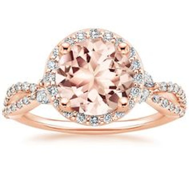 Morganite Lotus Flower Diamond Ring