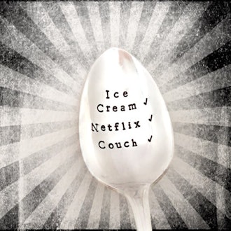 Netflix • Ice Cream • Couch - hand stamped vintage dessert spoon