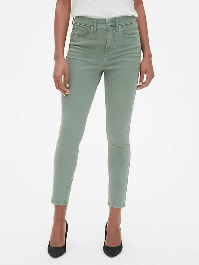 High Rise True Skinny Ankle Jeans In Sage