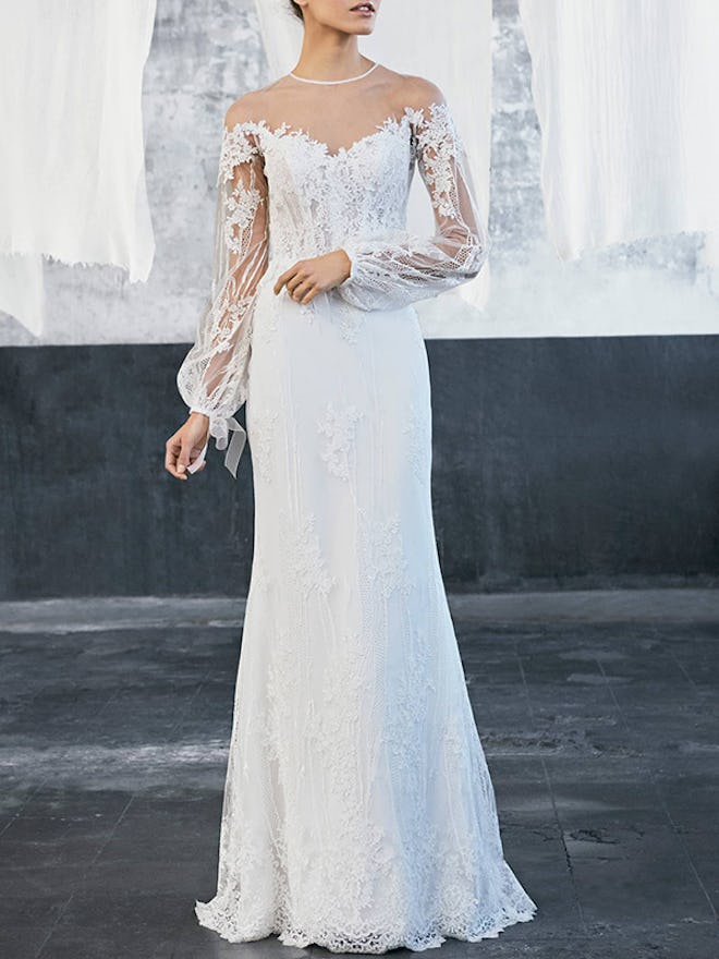 Tecate Puff Sleeve Embroidered Tulle & Lace Gown