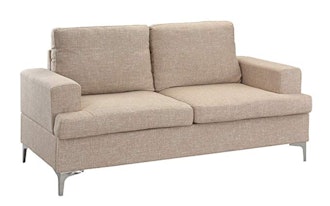 Mid Century Modern Linen Fabric Loveseat Couch By Casa Andrea Milano