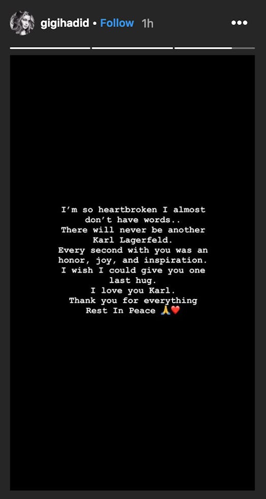 Gigi Hadid's touching tribute to Karl Lagerfeld