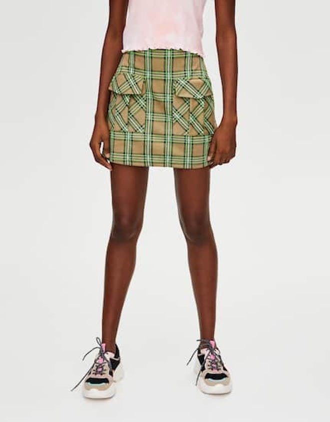 Neon Check Mini Skirt