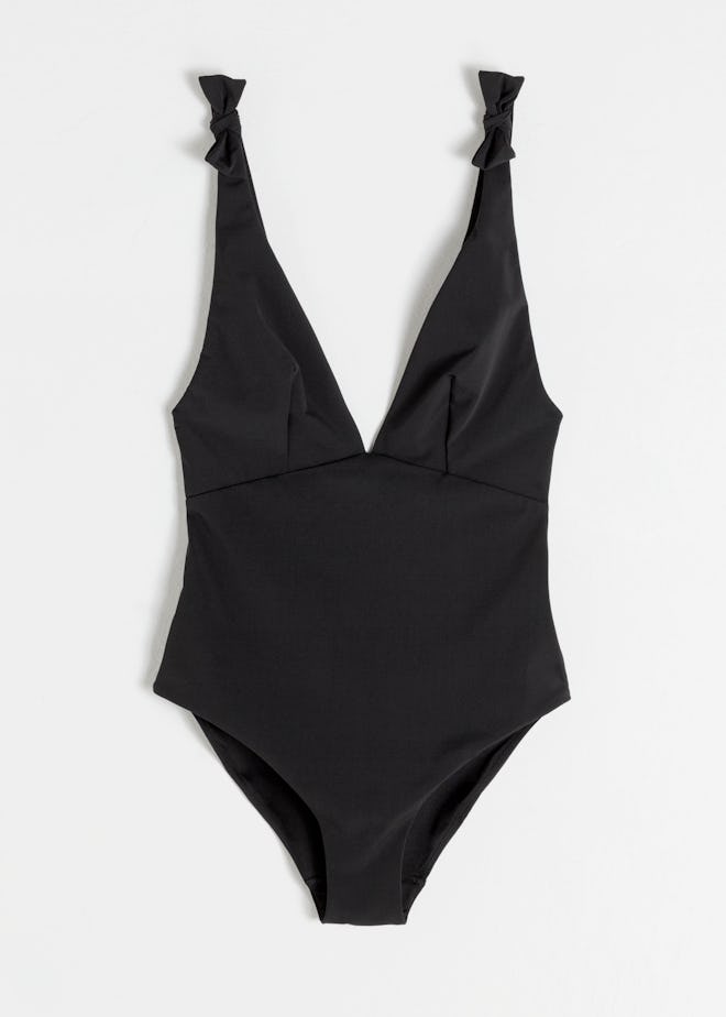 & other stories Plunging Bow Tie Swimsuit
