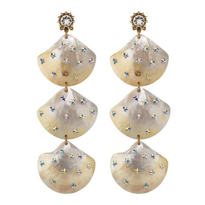 Earrings with shell pendants