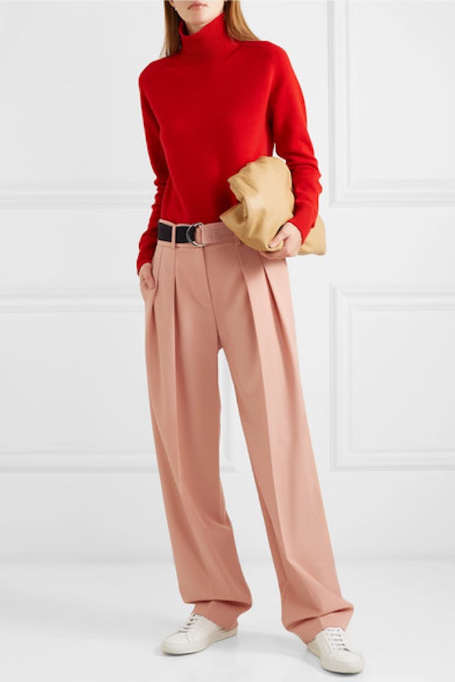 Belted Pleated Tapered Pants