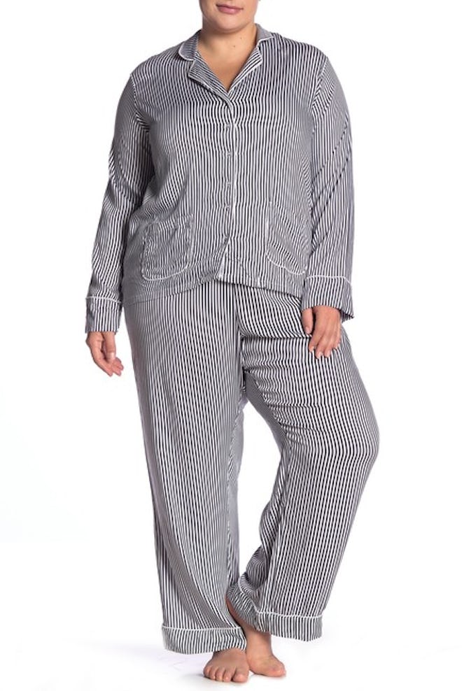 Long Sleeve Notch Collar Top & Pants Pajama Set