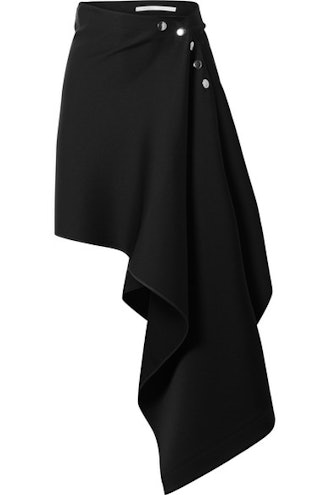 Asymmetric Satin-Crepe Skirt