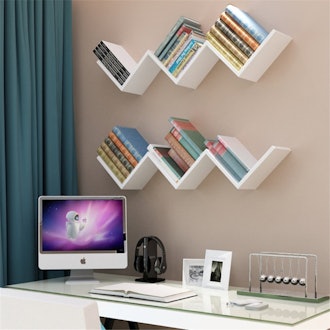 EECOO Fashionable Creative Floating Wall Shelf Rack Organizer Hanging Bookshelf