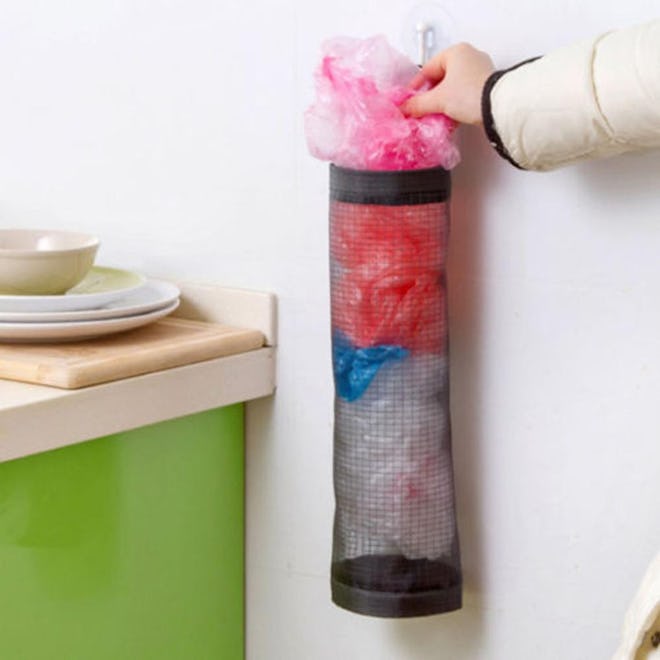 Home Grocery Bag Holder Wall Mount Storage Dispenser Plastic Kitchen Organizer