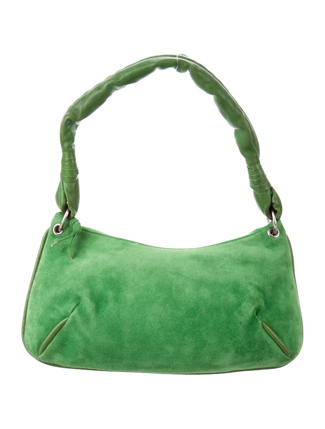 Suede Leather-Trimmed Bag