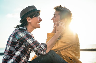 Couple hanging out, not playing hard to get or ignoring each other