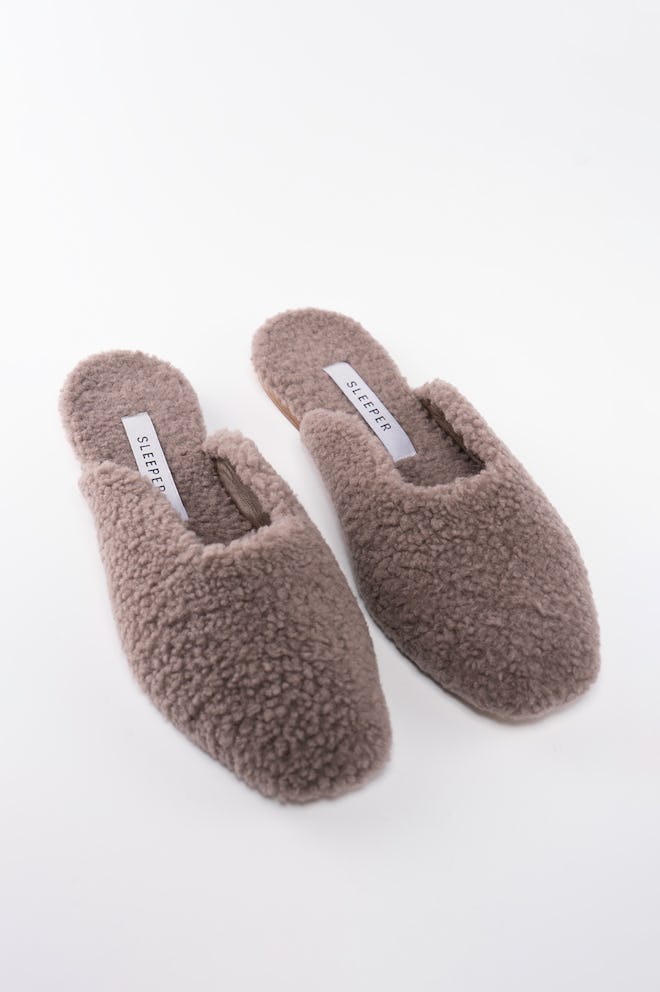 Grey Shearling Slippers
