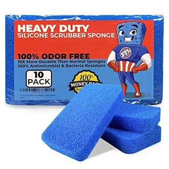 STK Heavy Duty Silicone Scrubber Sponges (10 Pack)