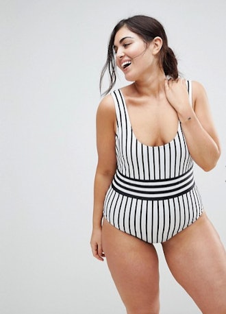 Recycled Contrast Mono Stripe Swimsuit