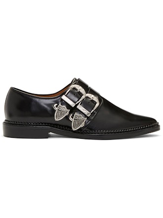Black Two Buckle Western Oxfords