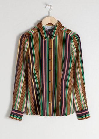 Striped Satin Button Up Shirt