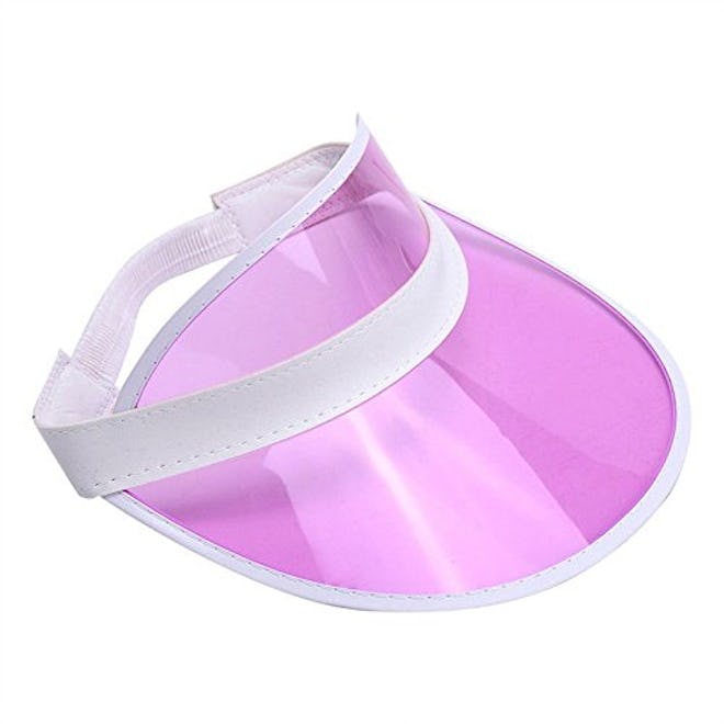 Tennis Beach Colored Plastic Clear Hat Pink