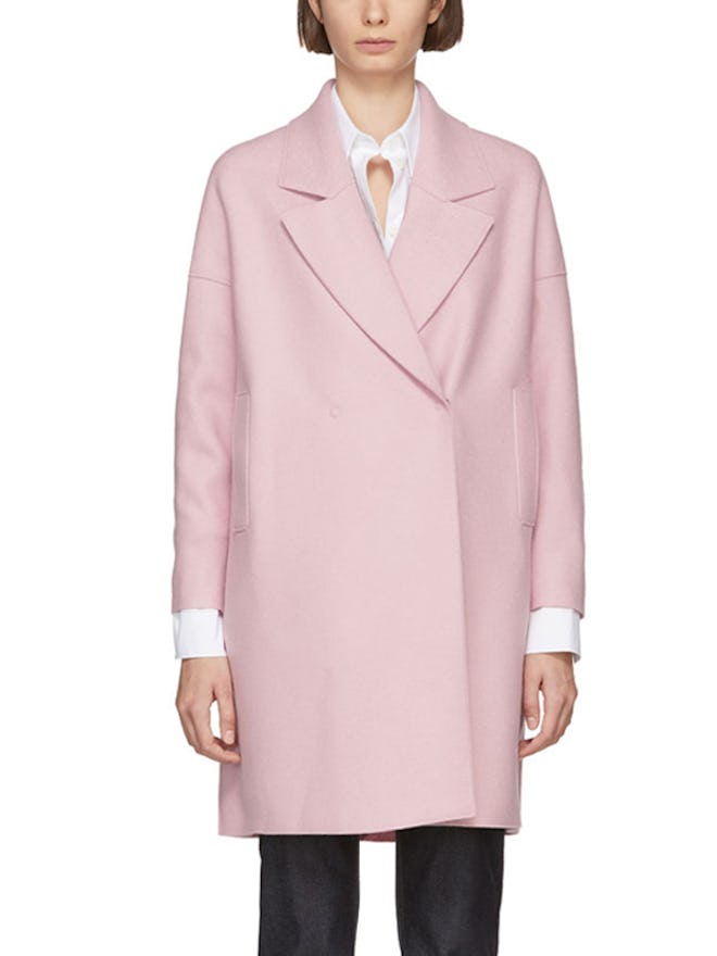 Pink Oversized Fitted Coat