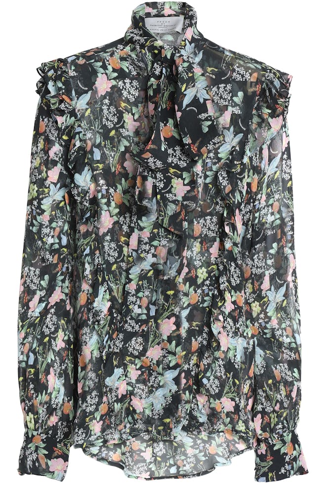 Annie Pussy-Bow Floral-Print Silk-Georgette Blouse
