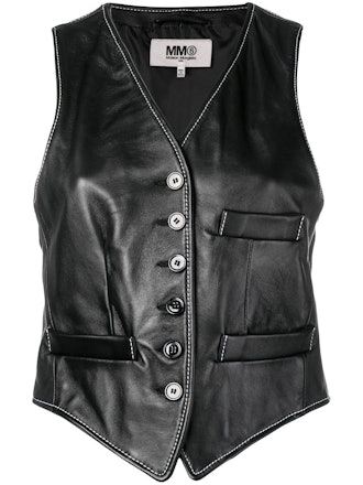 Cropped Leather Waistcoat