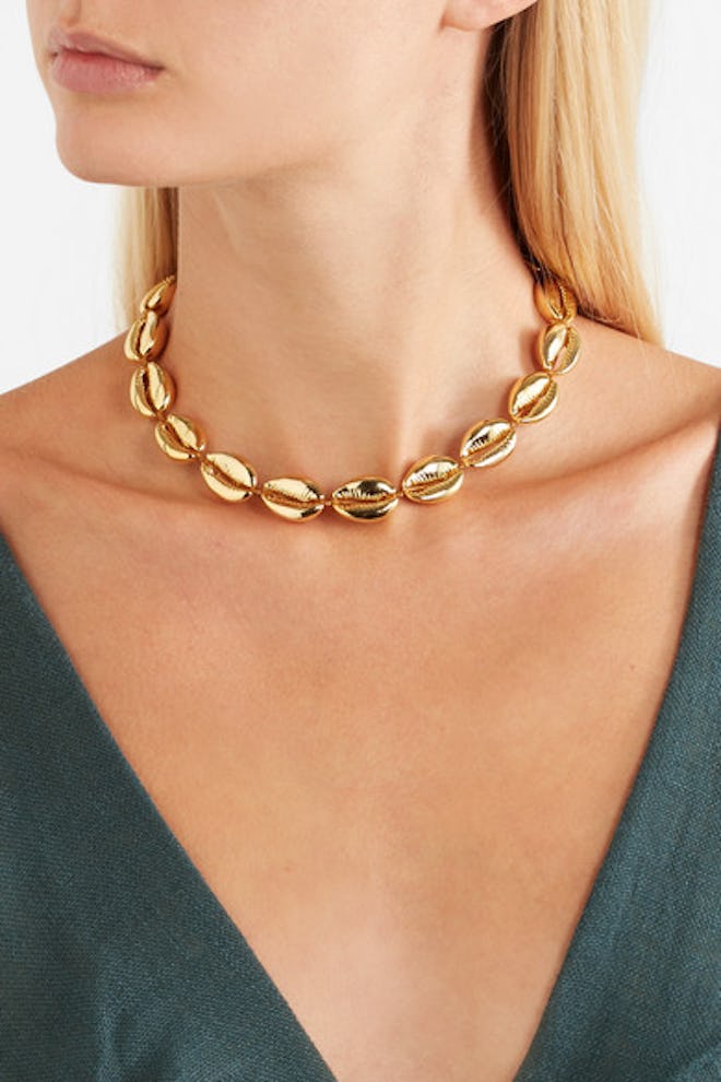 Large Puka gold-plated necklace