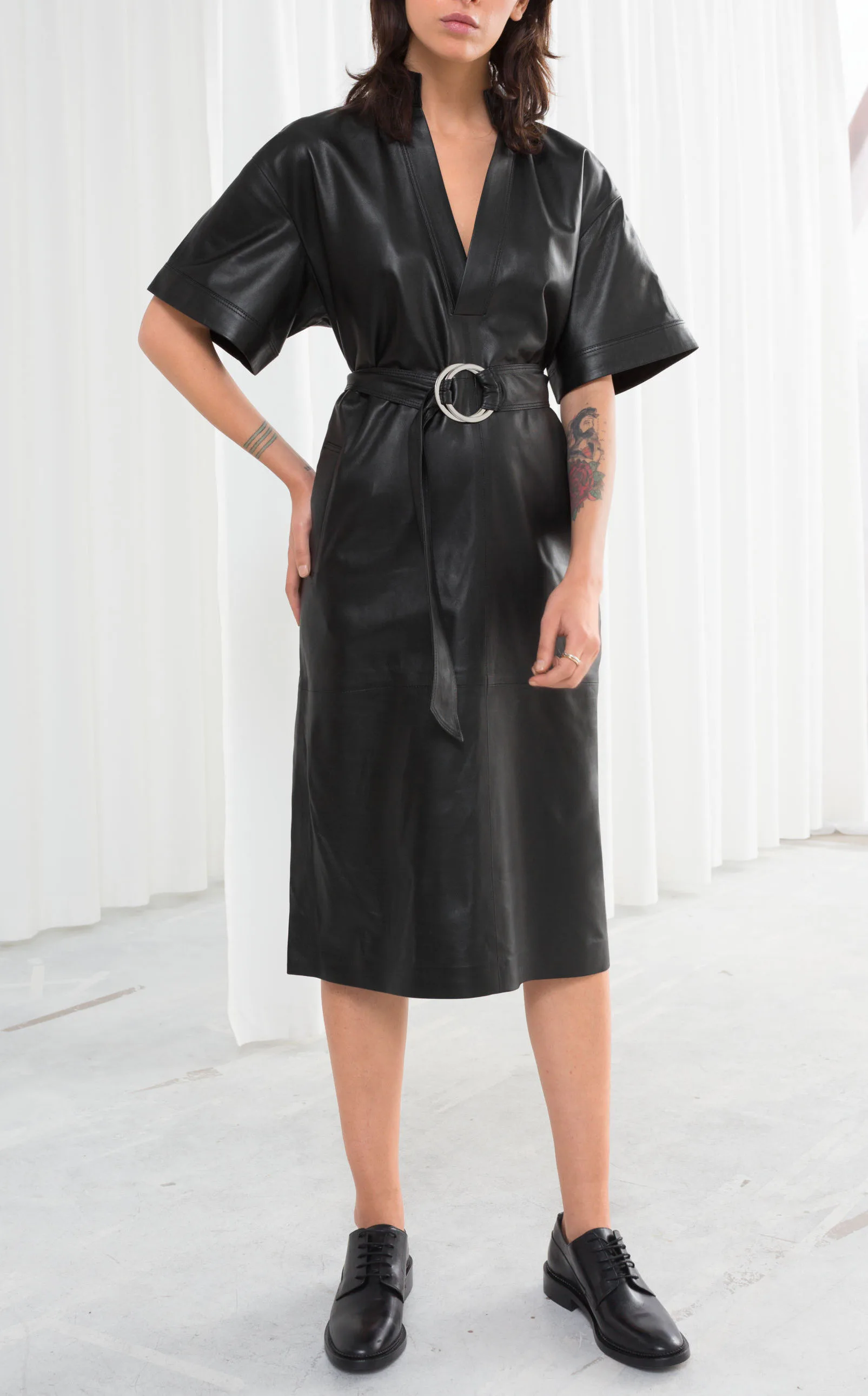 Queen Letizia's Black Leather Dress Is Still In Stock At & Other Stories
