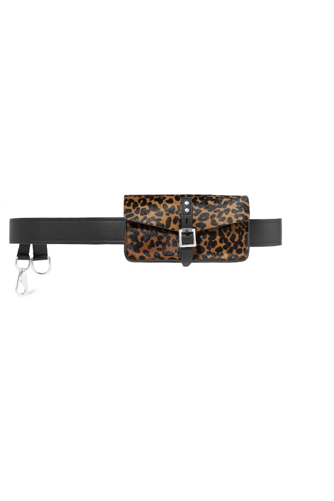 Dwight Leopard-Print Calf Hair And Leather Belt Bag