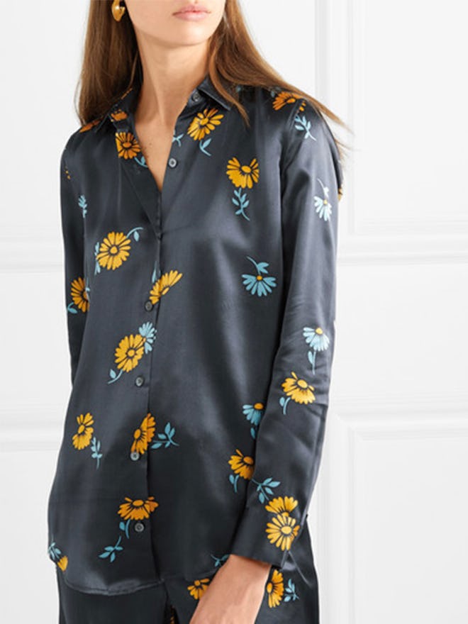 Essential Floral-Print Silk-Satin Shirt