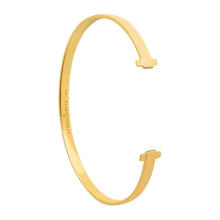 Crossing Lines Locking Bangle in Gold