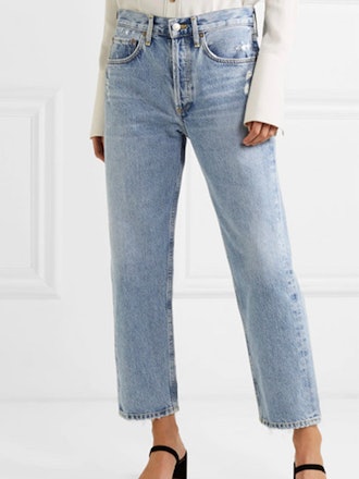 Parker Distressed Cropped Mid-Rise Straight-Leg Jeans
