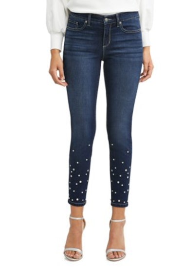 Sofía Skinny Studded Mid Rise Stretch Ankle Jean