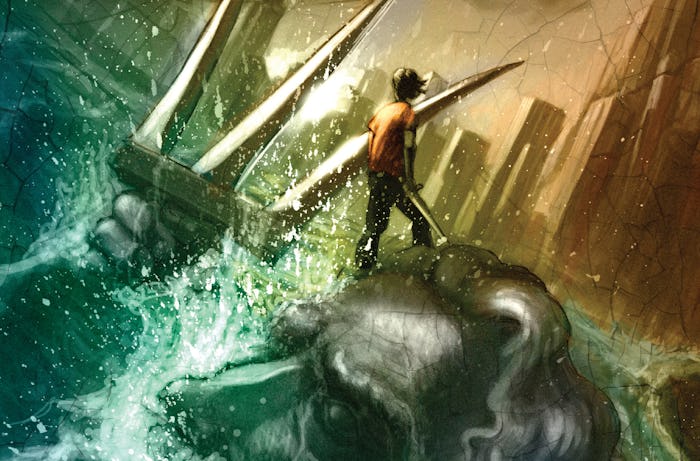 An Illustration for the cover of the book 'Percy Jackson' by Rick RIordan