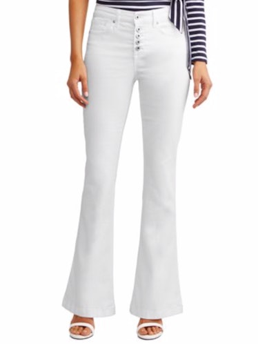 Melisa High Waist Stretch Flare Jean in White